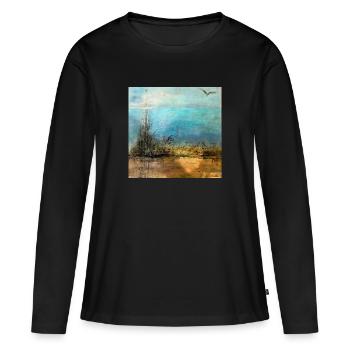 LE DESERT - T-shirt manches longues Premium bio Femme - noir - Devant - Julia (174cm)