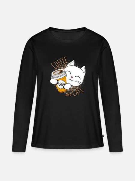 Coffee and cats, coffee and cats, coffee, cat - Women's Premium Organic Long Sleeve Shirt - black