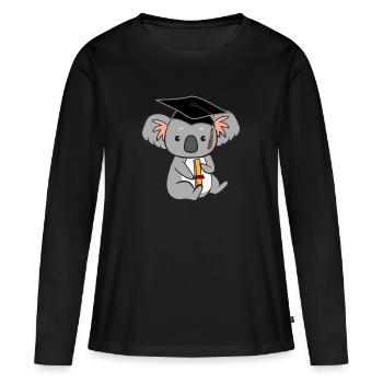 Koala with diploma - Women's Premium Organic Long Sleeve Shirt - black - Front - Julia (174cm)