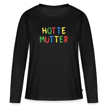 Hotte Mutter - Frauen Premium Bio Langarmshirt - Schwarz - Vorne - Julia (174cm)
