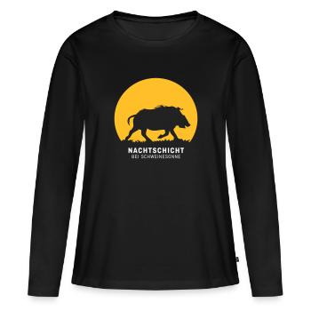 Nachtschicht bei Schweinesonne! Jäger Shirt Jaeger - Frauen Premium Bio Langarmshirt - Schwarz - Vorne - Julia (174cm)