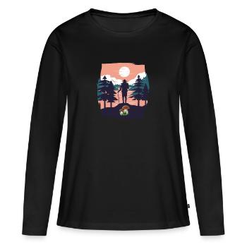 Chasseur d’éponges cèpes - T-shirt manches longues Premium bio Femme - noir - Devant - Julia (174cm)