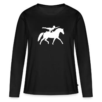Voltigier Chevaux Équestres Voltige - T-shirt manches longues Premium bio Femme - noir - Devant - Julia (174cm)