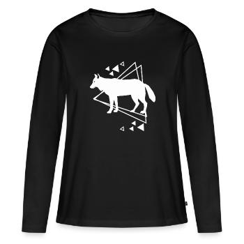 Wolf - Tierfreund Naturschutz - Frauen Premium Bio Langarmshirt - Schwarz - Vorne - Julia (174cm)