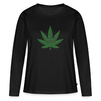 i love weed ganja gift Canabis Legalize it EN - Women's Premium Organic Long Sleeve Shirt - black - Front - Julia (174cm)