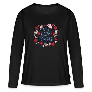 Muttertag Geschenkidee One Awesome Mama - Frauen Premium Bio Langarmshirt - Schwarz - Vorne - Julia (174cm)