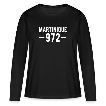 Martinique 972. T-shirt Martinique - T-shirt manches longues Premium bio Femme - noir - Devant - Julia (174cm)