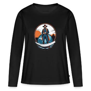 Amish Man - Women's Premium Organic Long Sleeve Shirt - black - Front - Julia (174cm)