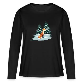 Fuchs im Schnee - Frauen Premium Bio Langarmshirt - Schwarz - Vorne - Julia (174cm)