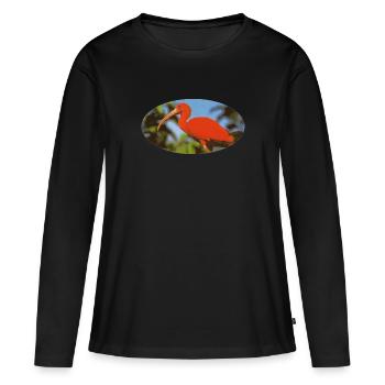 ibis 1 Flamand rouge Amazonie - T-shirt manches longues Premium bio Femme - noir - Devant - Julia (174cm)
