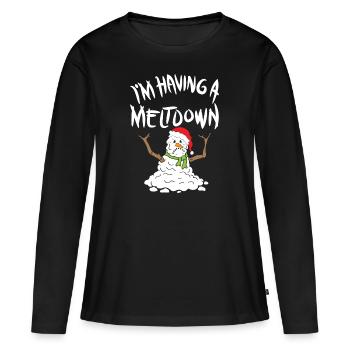 Lustiger Winter habe ich ein Einschmelzen-Geschenk - Frauen Premium Bio Langarmshirt - Schwarz - Vorne - Julia (174cm)