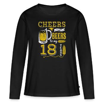 18 Date / année: Vive et Beers cadeau - T-shirt manches longues Premium bio Femme - noir - Devant - Julia (174cm)
