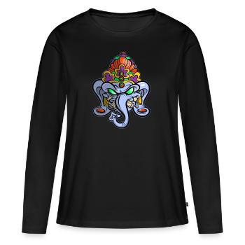 Indische olifant - Vrouwen Premium Bio shirt met lange mouwen - zwart - Voor - Julia (174cm)