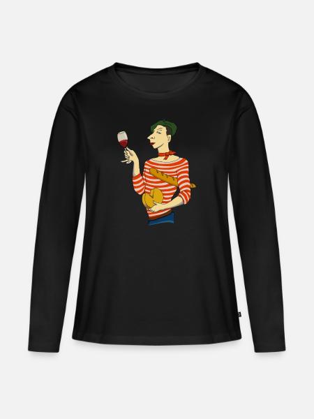 Franzose - Frauen Premium Bio Langarmshirt - Schwarz