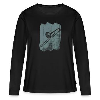 Instrument trombone - T-shirt manches longues Premium bio Femme - noir - Devant - Julia (174cm)