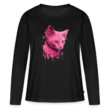 Pink Cat - Women's Premium Organic Long Sleeve Shirt - black - Front - Julia (174cm)
