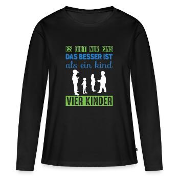 Vier Kinder - Frauen Premium Bio Langarmshirt - Schwarz - Vorne - Julia (174cm)