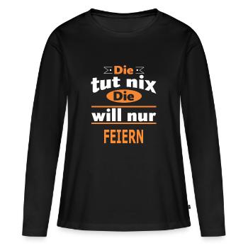 FEIERN - Frauen Premium Bio Langarmshirt - Schwarz - Vorne - Julia (174cm)
