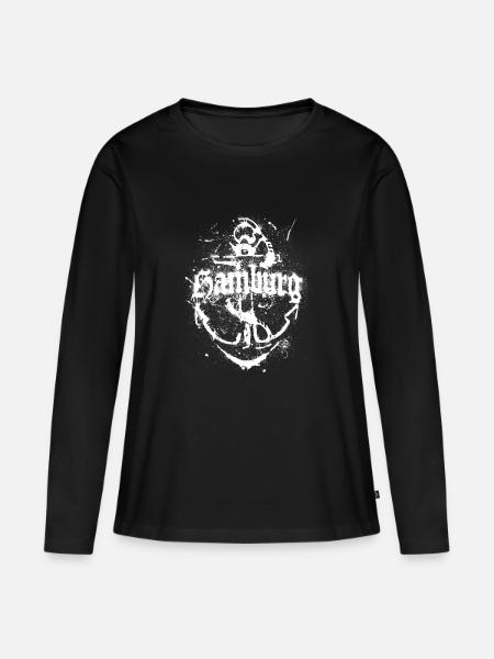 ANKER HAMBURG 1 - Frauen Premium Bio Langarmshirt - Schwarz
