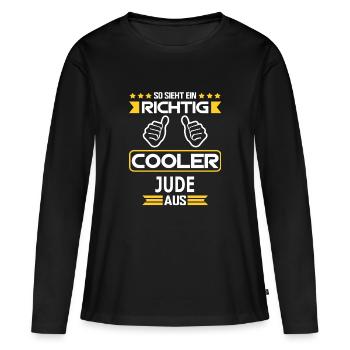 JUDE - Frauen Premium Bio Langarmshirt - Schwarz - Vorne - Julia (174cm)