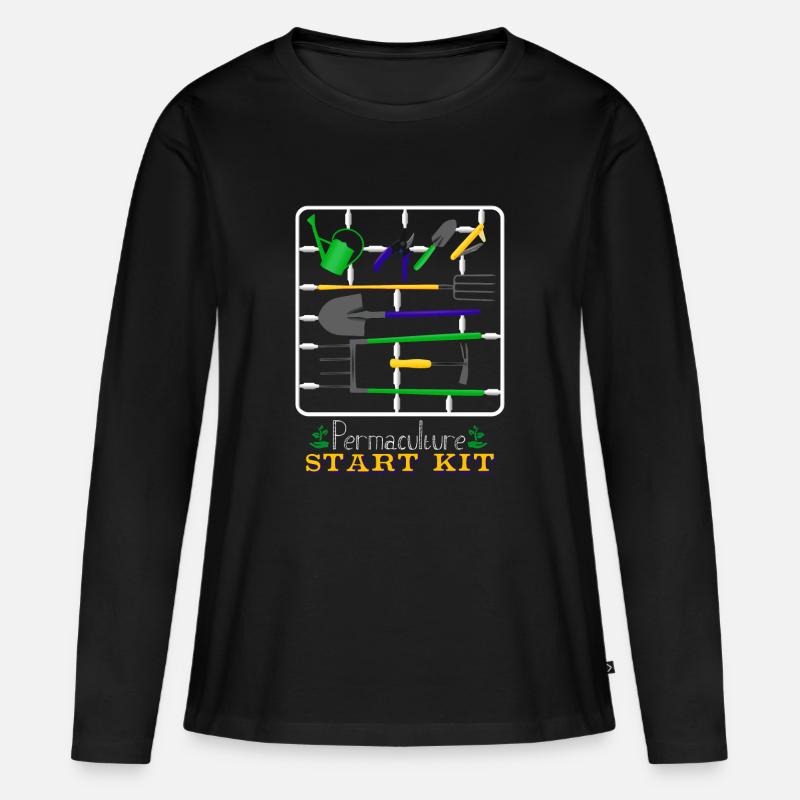 Permakultur Start Kit - Frauen Premium Bio Langarmshirt - Schwarz