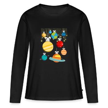 Bauble Christmas Solar System - Frauen Premium Bio Langarmshirt - Schwarz - Vorne - Julia (174cm)