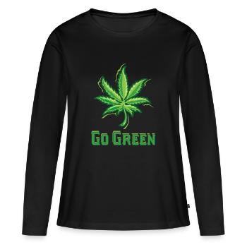 Go Green Legalize Marijuana - Women's Premium Organic Long Sleeve Shirt - black - Front - Julia (174cm)
