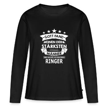 ringer - Frauen Premium Bio Langarmshirt - Schwarz - Vorne - Julia (174cm)