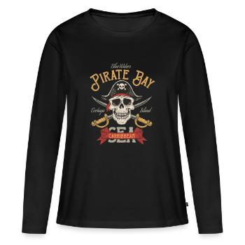 baie des pirates - T-shirt manches longues Premium bio Femme - noir - Devant - Julia (174cm)