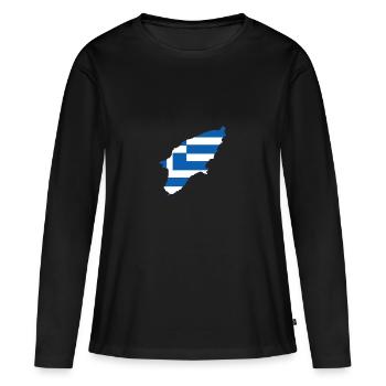 Rhodes - T-shirt manches longues Premium bio Femme - noir - Devant - Julia (174cm)