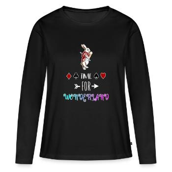 Time for Wonderland - Frauen Premium Bio Langarmshirt - Schwarz - Vorne - Julia (174cm)