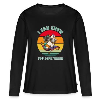 i can show you some trash - T-shirt manches longues Premium bio Femme - noir - Devant - Julia (174cm)