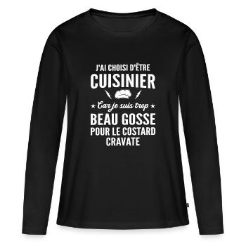 cuisinier et beau gosse - T-shirt manches longues Premium bio Femme - noir - Devant - Julia (174cm)