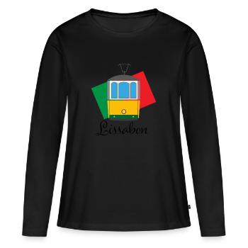 Lissabon - Frauen Premium Bio Langarmshirt - Schwarz - Vorne - Julia (174cm)