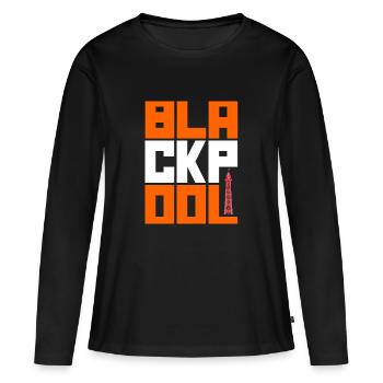 Blackpool - T-shirt manches longues Premium bio Femme - noir - Devant - Julia (174cm)