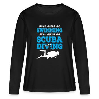Les vraies filles font de la plongée sous-marine - T-shirt manches longues Premium bio Femme - noir - Devant - Julia (174cm)