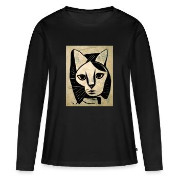 Résumé du chat - T-shirt manches longues Premium bio Femme - noir - Devant - Julia (174cm)