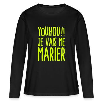 EVJF humour femme future mariée - Mariage - T-shirt manches longues Premium bio Femme - noir - Devant - Julia (174cm)