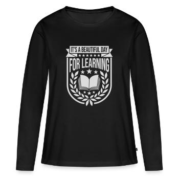 belle journée pour apprendre - T-shirt manches longues Premium bio Femme - noir - Devant - Julia (174cm)