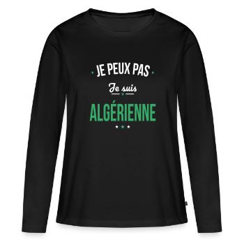 Je peux pas je suis Algérienne - T-shirt manches longues Premium bio Femme - noir - Devant - Julia (174cm)