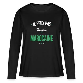 Je peux pas je suis Marocaine - T-shirt manches longues Premium bio Femme - noir - Devant - Julia (174cm)