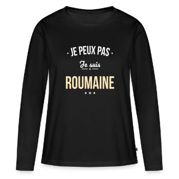 Je peux pas je suis Roumaine - T-shirt manches longues Premium bio Femme - noir - Devant - Julia (174cm)