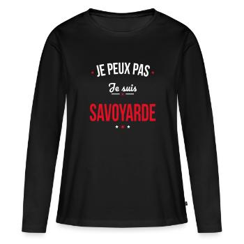 Je peux pas je suis Savoyarde - T-shirt manches longues Premium bio Femme - noir - Devant - Julia (174cm)