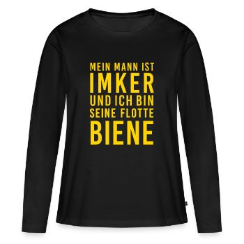 Mann Imker flotte Biene Spruch Frau - Frauen Premium Bio Langarmshirt - Schwarz - Vorne - Julia (174cm)