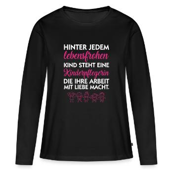 Kinderpflegerin - die Ihre Arbeit mit Liebe macht - Frauen Premium Bio Langarmshirt - Schwarz - Vorne - Julia (174cm)