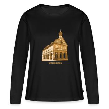 Waiblingen Rathaus - Frauen Premium Bio Langarmshirt - Schwarz - Vorne - Julia (174cm)