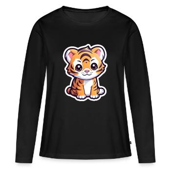 Bébé animal - T-shirt manches longues Premium bio Femme - noir - Devant - Julia (174cm)