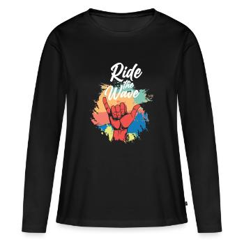 Planche de surf Surfer Sports nautiques - T-shirt manches longues Premium bio Femme - noir - Devant - Julia (174cm)
