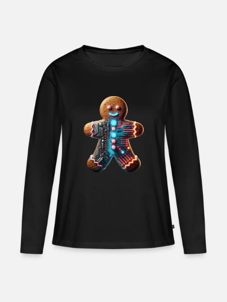 Cyberpunk Lebkuchenmännchen - Frauen Premium Bio Langarmshirt - Schwarz
