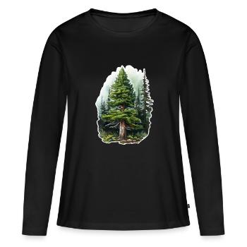 Sapin - T-shirt manches longues Premium bio Femme - noir - Devant - Julia (174cm)